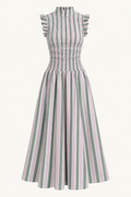 Sage & Lilac Shirred Dress
