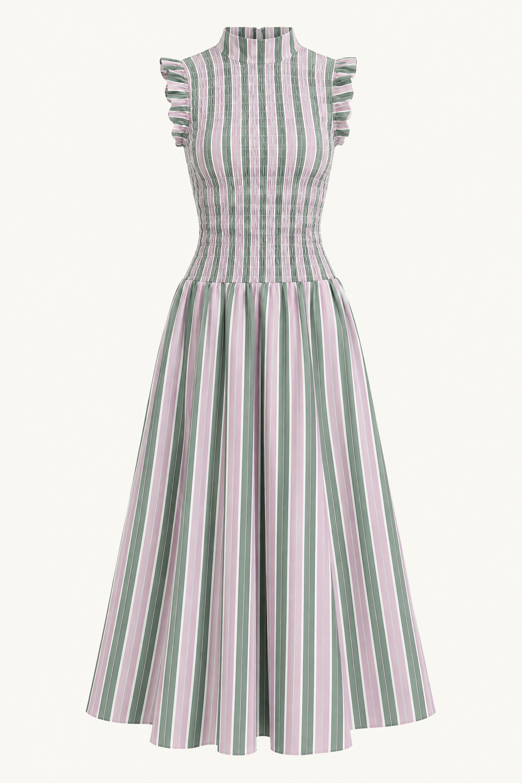 Sage & Lilac Shirred Dress